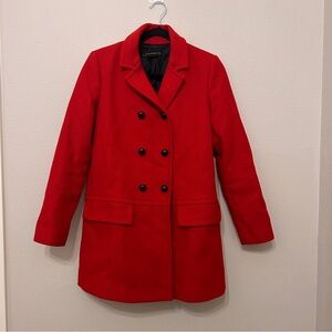 Zara Women's Red Double-Breasted Coat